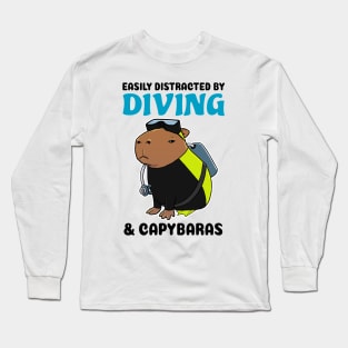 Easily Distracted by Diving and Capybaras Long Sleeve T-Shirt